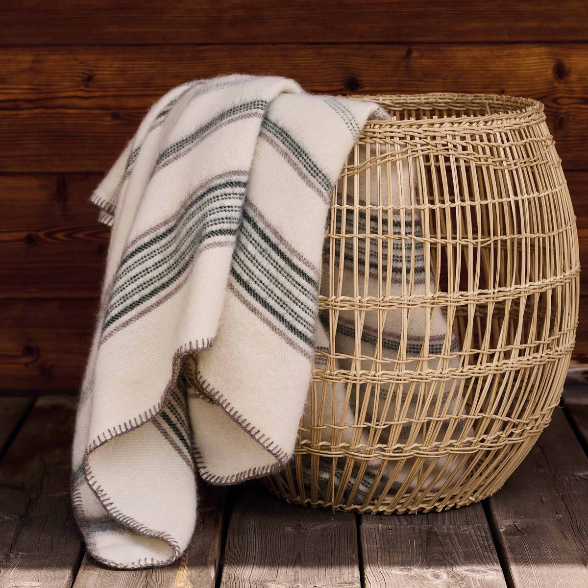 Plaid BAYONNE Naturel Sapin