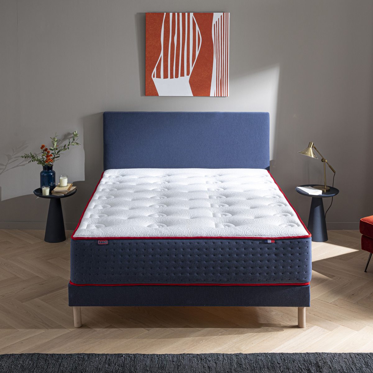 Ensemble - Matelas mi-ferme + sommier Bleu LE VERITABLE