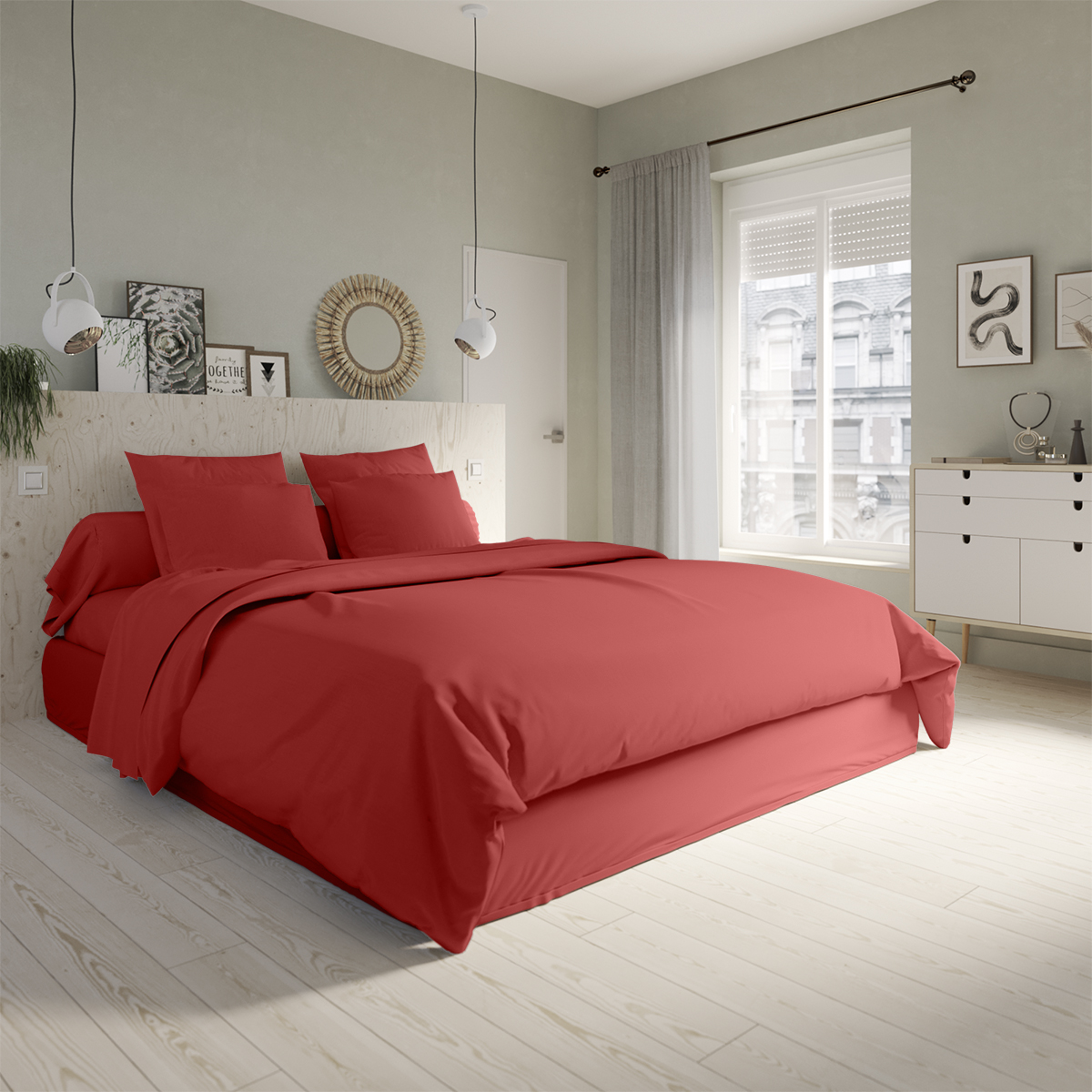 Housse de couette Studio Coton Rouge