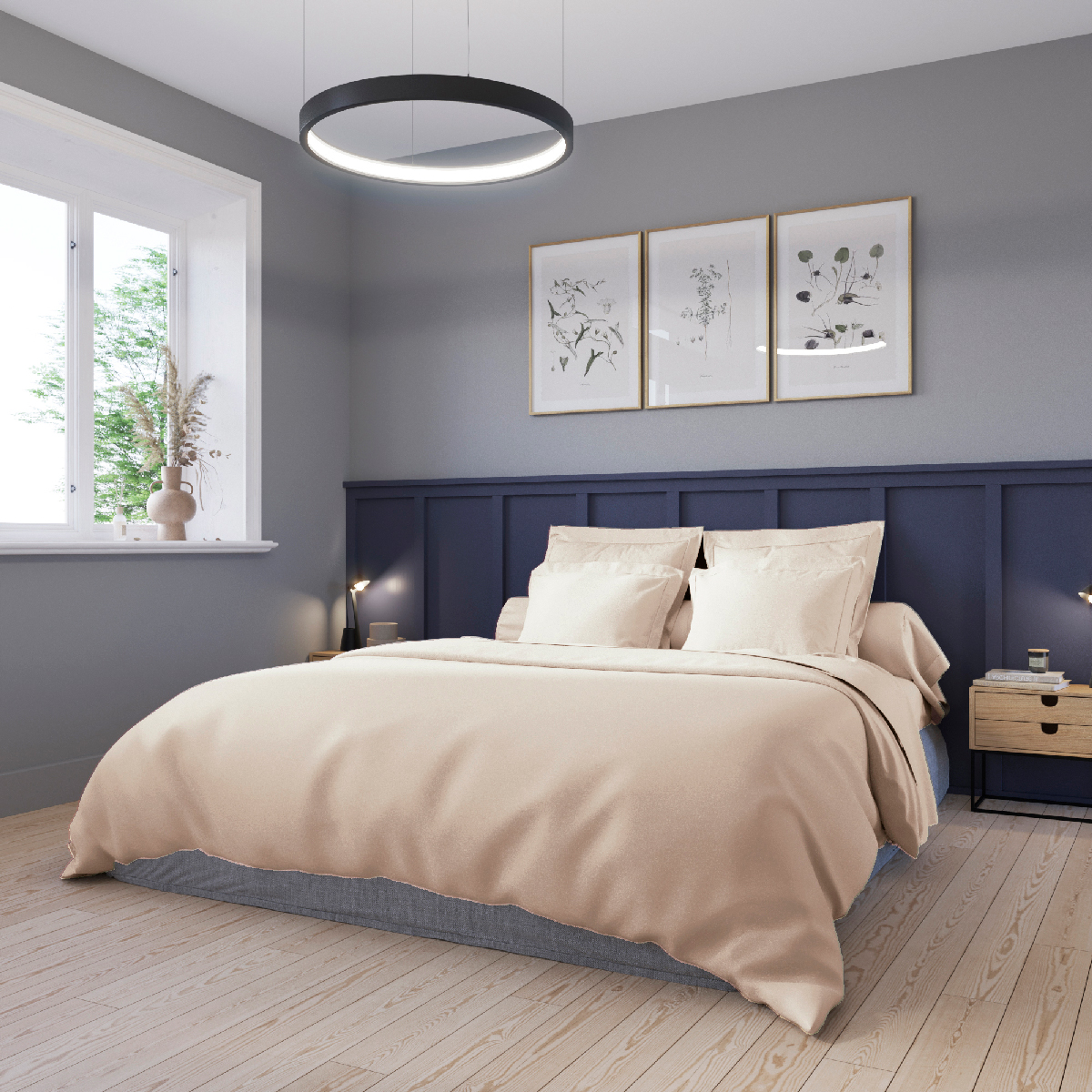 Drap plat Harmonie Satin de coton coloris Beige