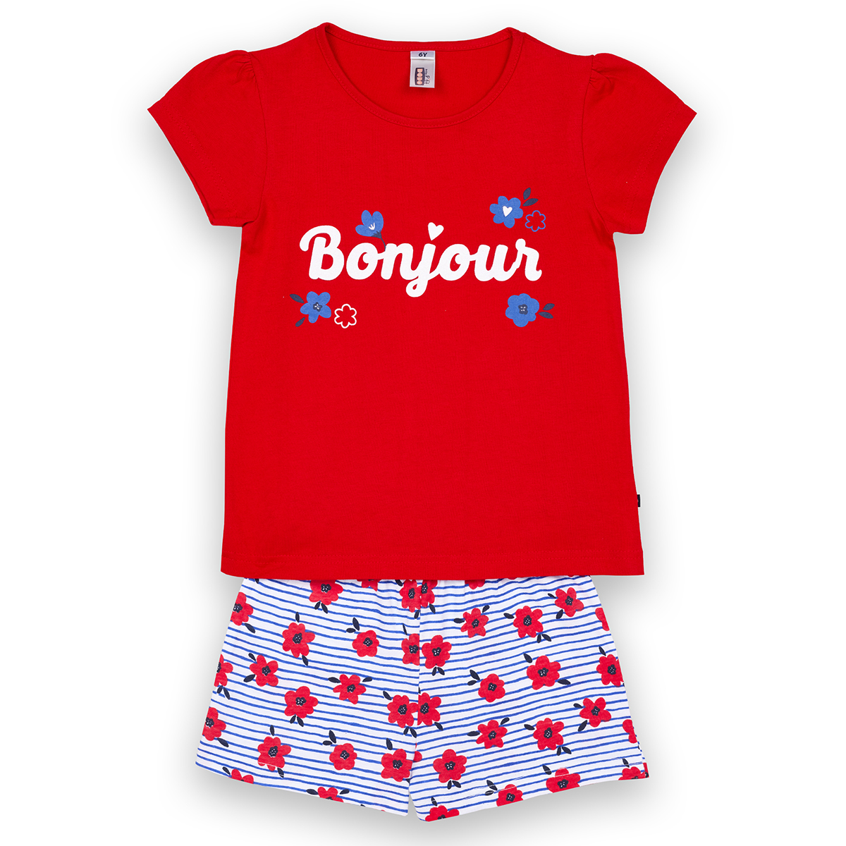 Pyjashort fille POPPY rouge/blanc