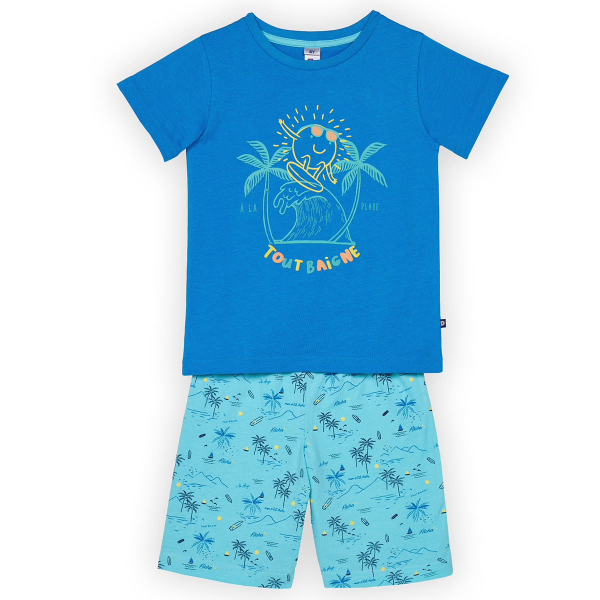 Pyjashort garçon COCO bleu/turquoise