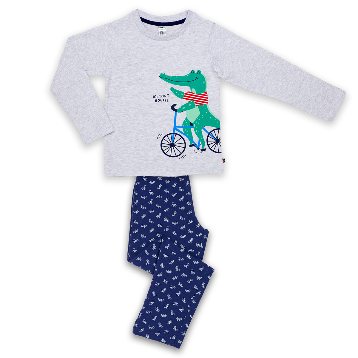 Pyjama garçon VELO gris chiné/marine