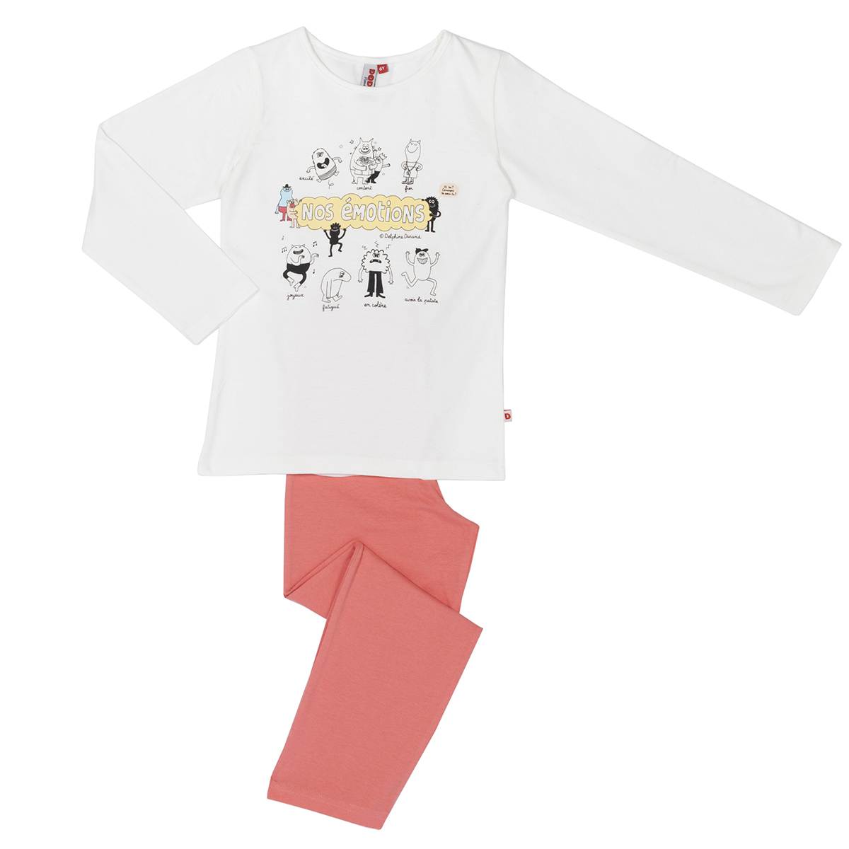Pyjama fille POPPIK écru/corail