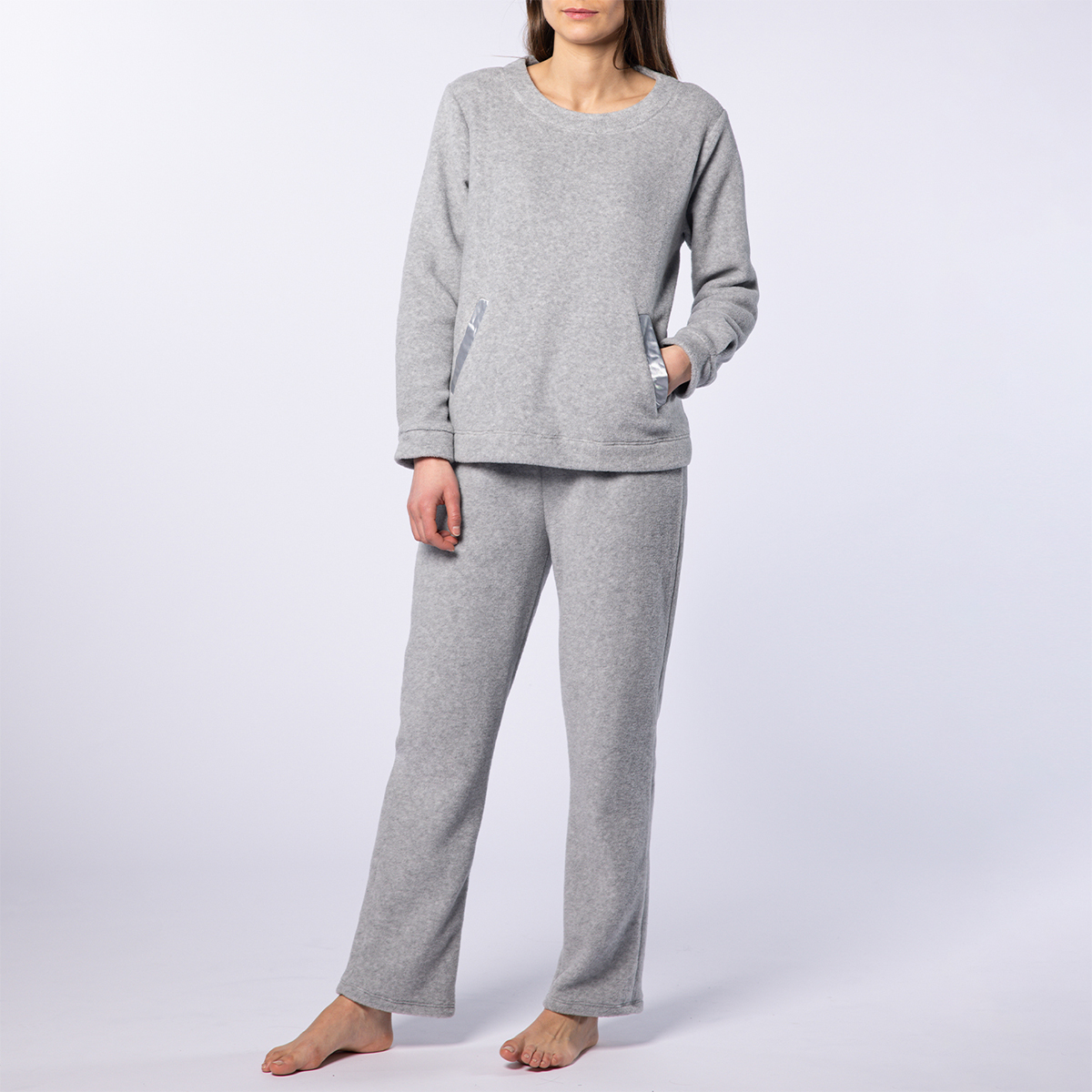 Pyjama femme micro gris chine