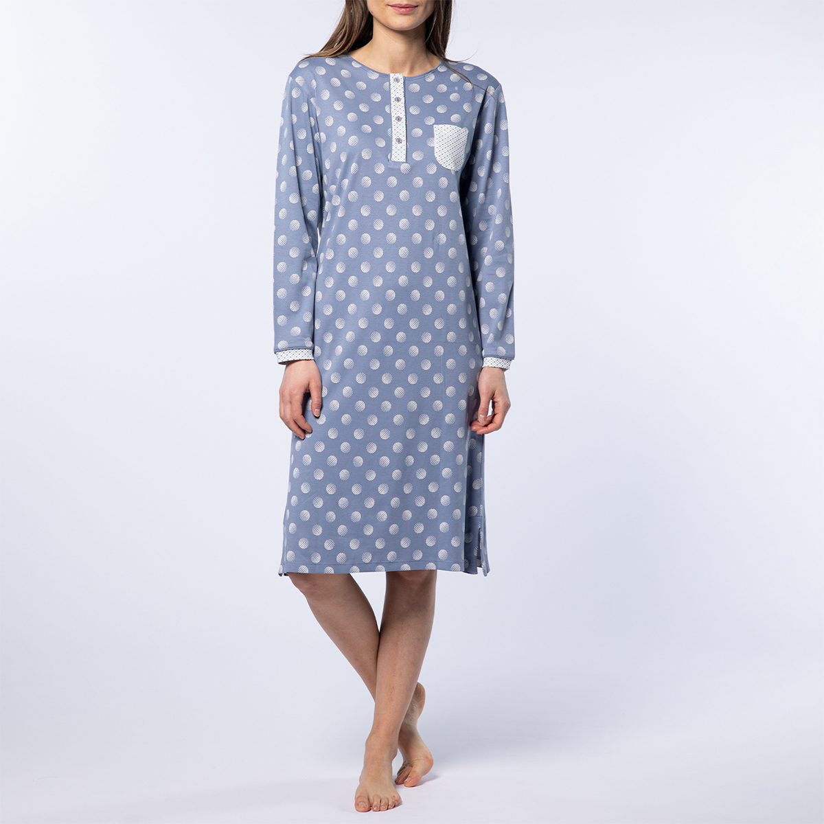 Chemise de nuit longue femme nina ardoise