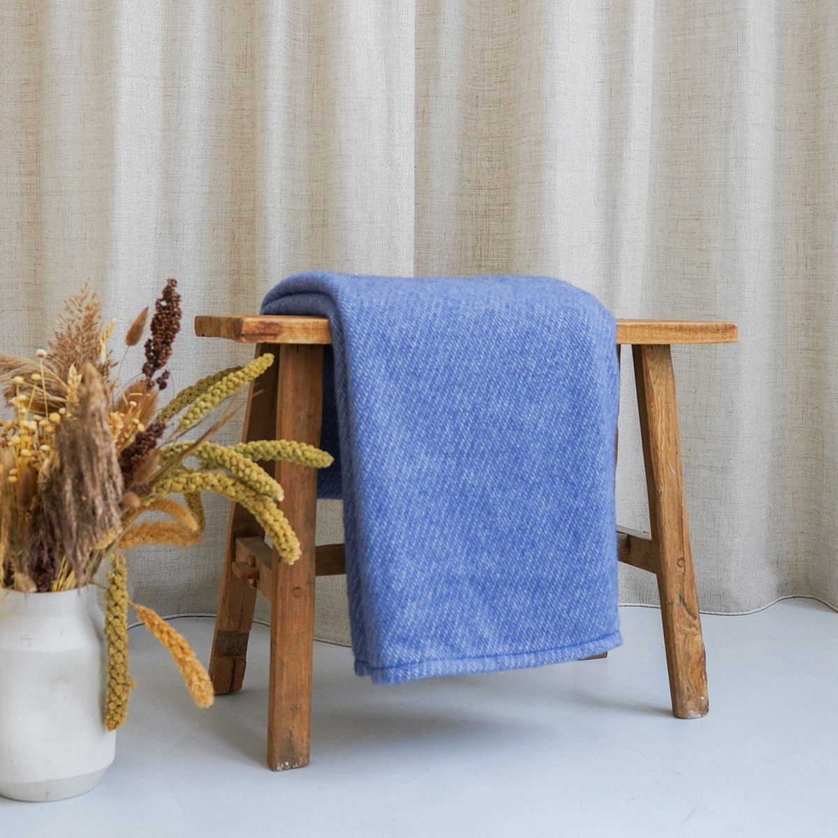 Couverture coton et mérinos - Bleu