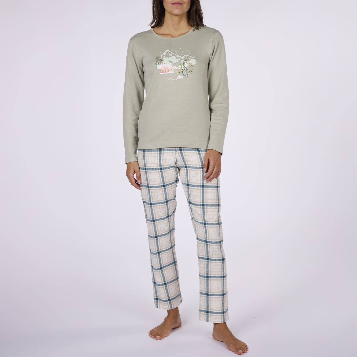 Pyjama Femme CHAMONIX vert / carreaux