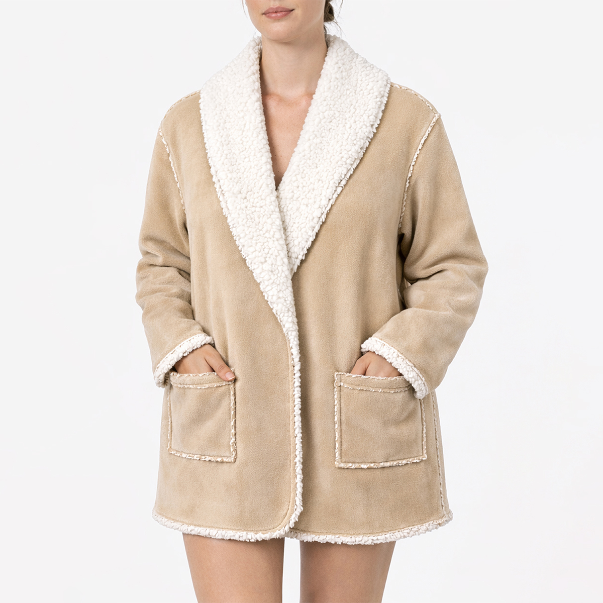 Robe De Chambre Femme REVERSIBLE beige