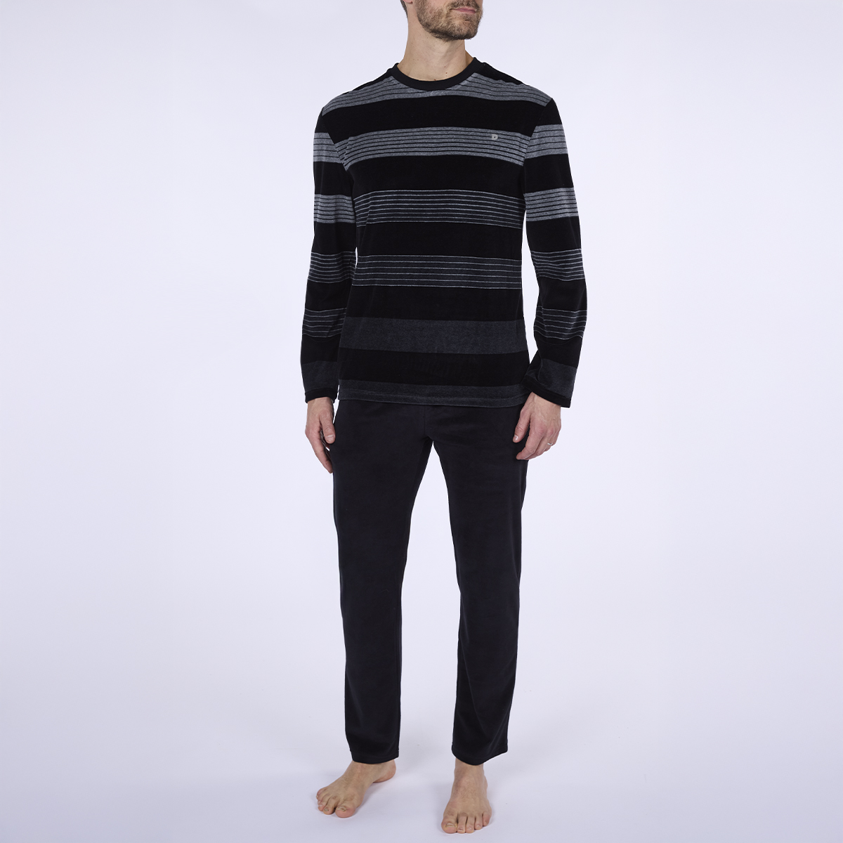 Pyjama velours Homme ECLIPSE noir / imprimé
