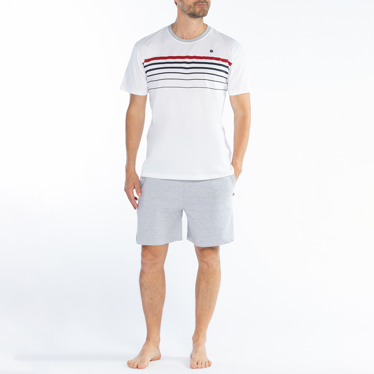 Pyjashort homme PURE blanc/gris