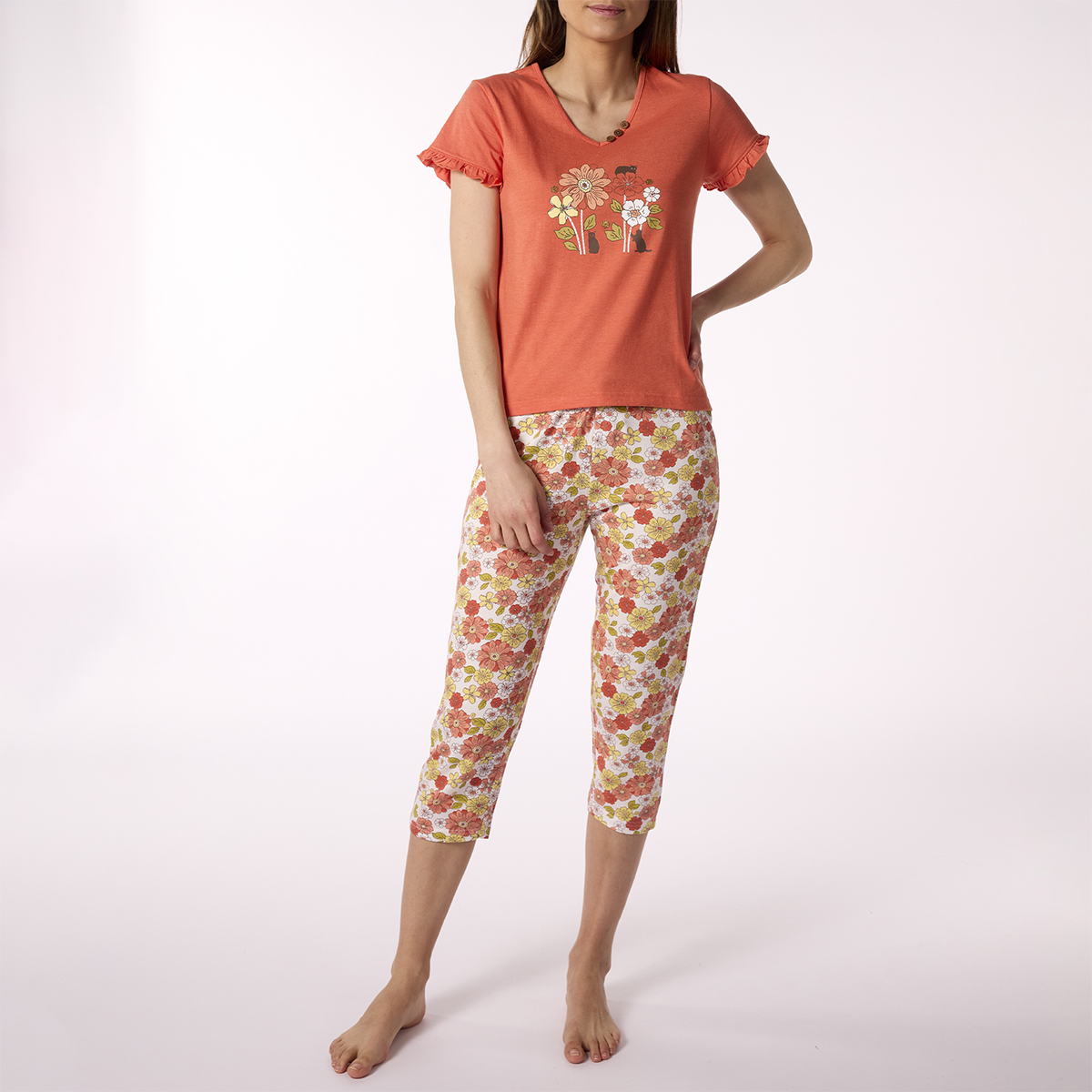 Pyjama court Femme PRAIRIE Orange