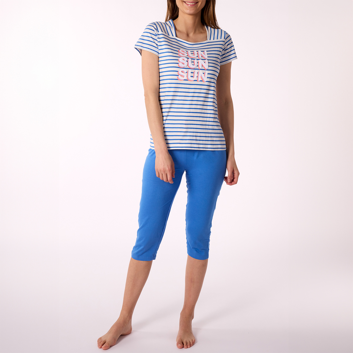 Pyjama court femme AIR MARIN bleu clair