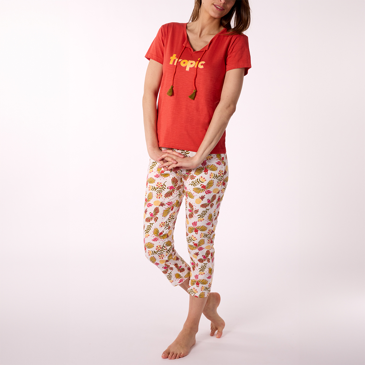 Pyjama court femme INKY rouge