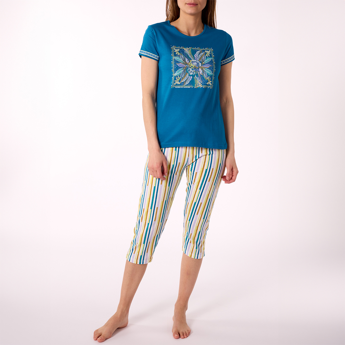 Pyjama court femme SAMBA bleu