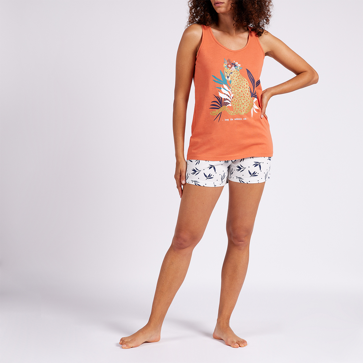 Pyjashort femme TIGER orange