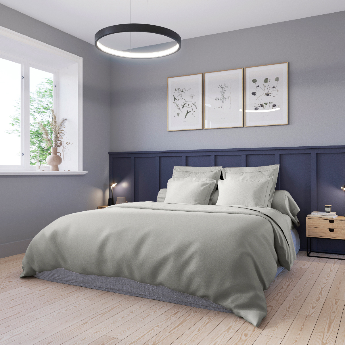 Housse de couette Harmonie Satin de coton coloris Gris