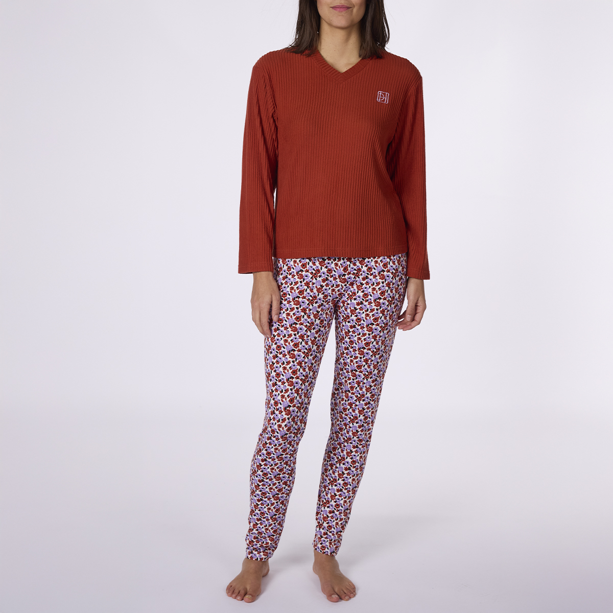 Pyjama Femme BERRY marron/imprimé