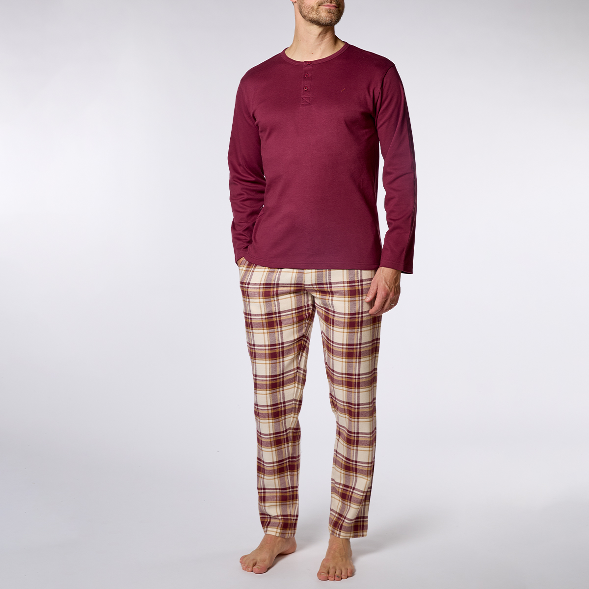 Pyjama homme DAMIER bordeaux