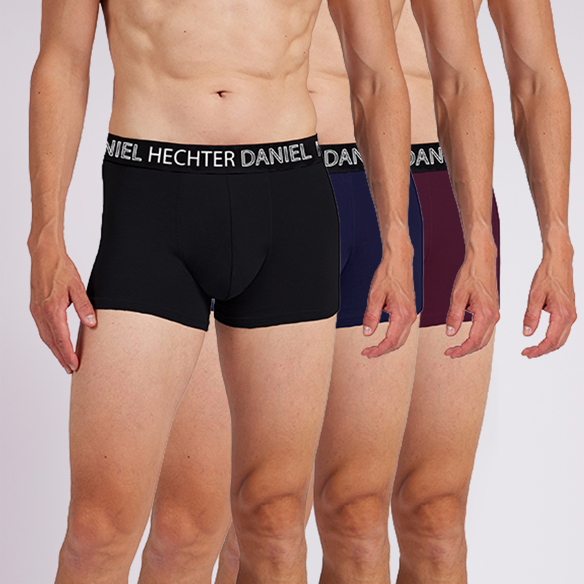 Lot de 3 boxer homme UNI noir/bordeaux/marine