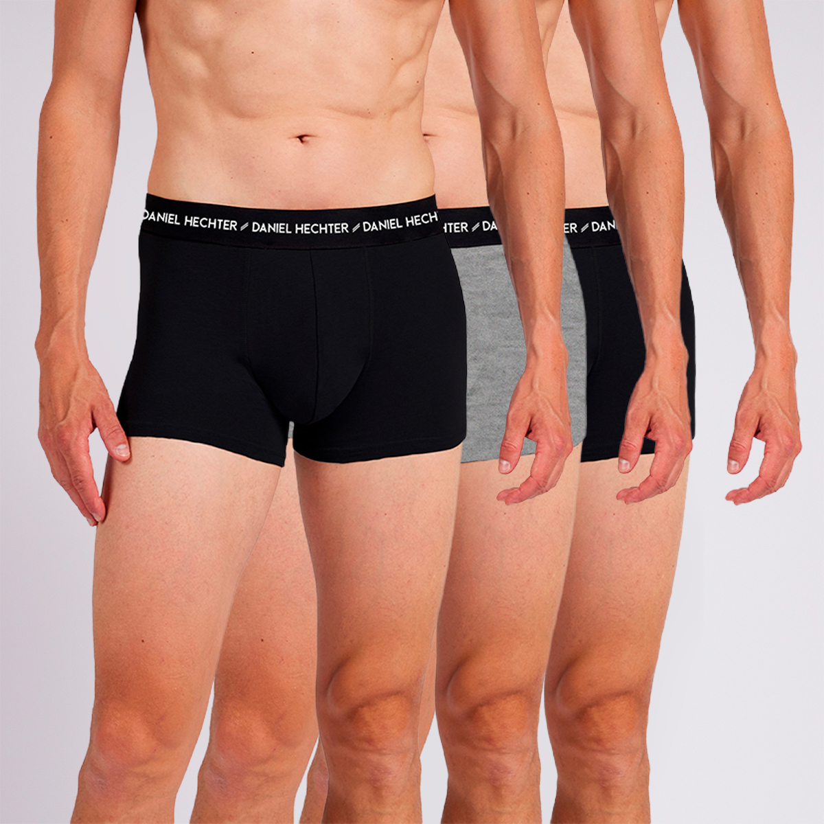 Lot de 3 boxer homme UNI noir/gris/noir