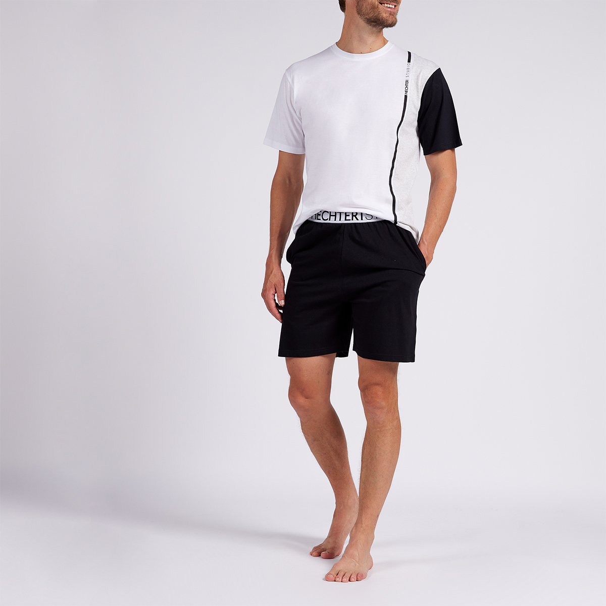 Pyjashort Homme PLA blanc/noir