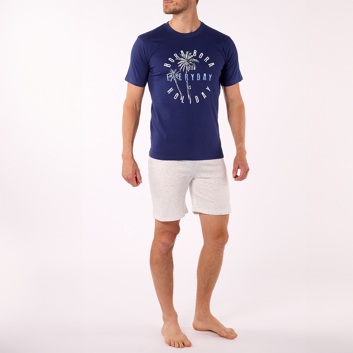 Pyjashort homme BORA BORA marine/gris chiné