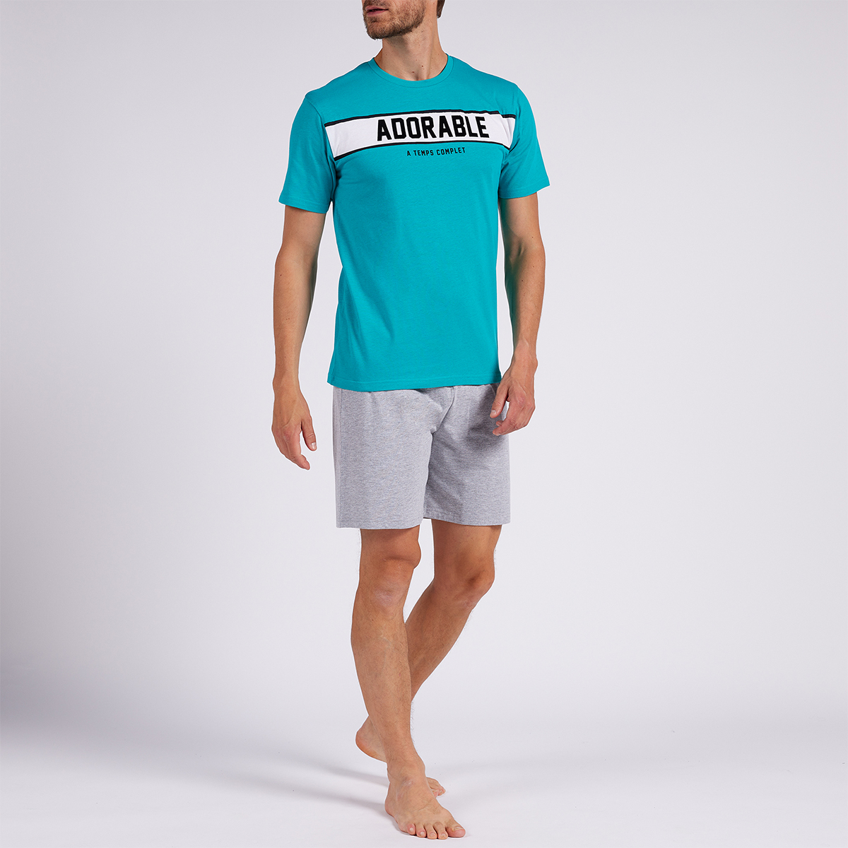 Pyjashort homme MAN vert/gris chiné