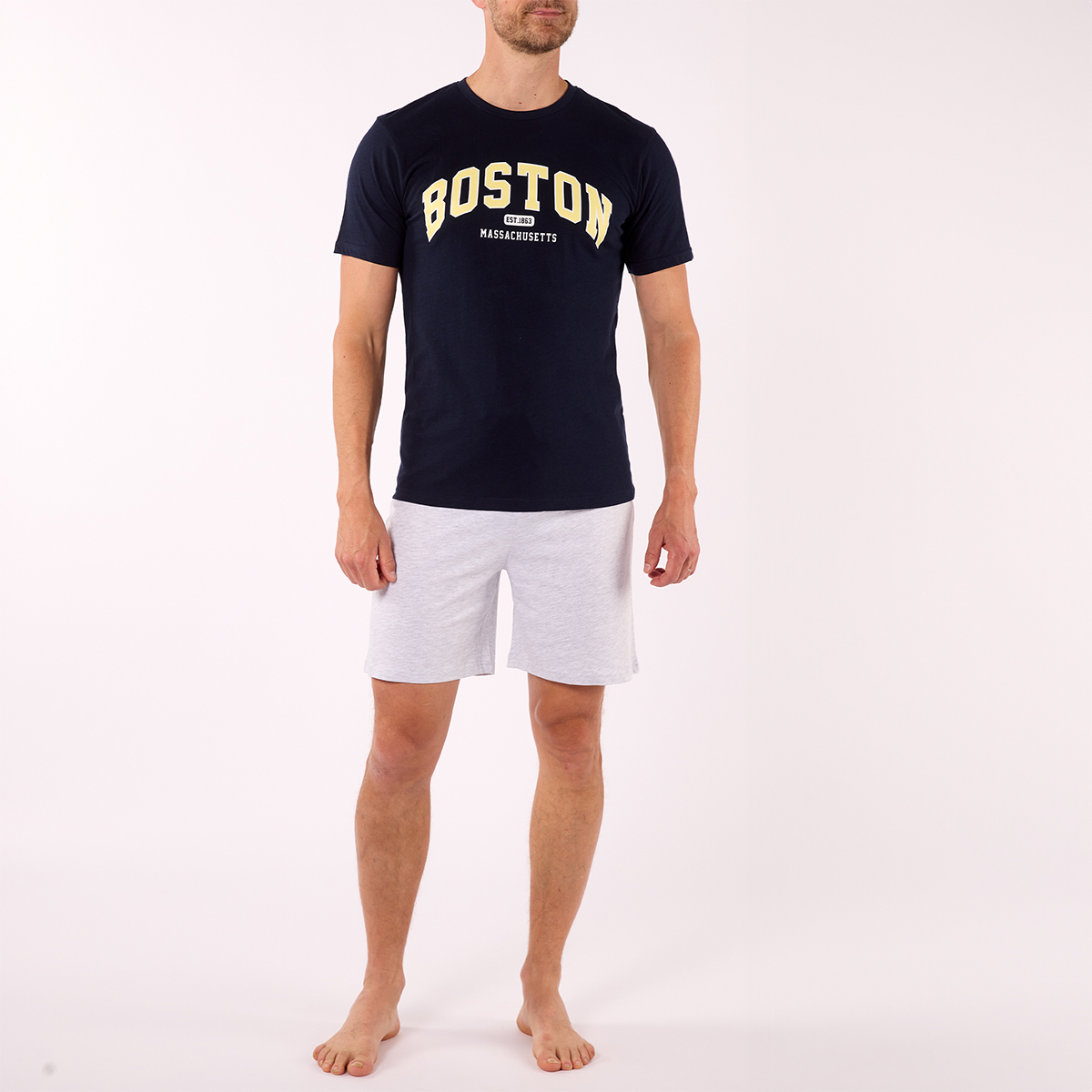 Pyjashort homme MICHIGAN marine/gris chiné