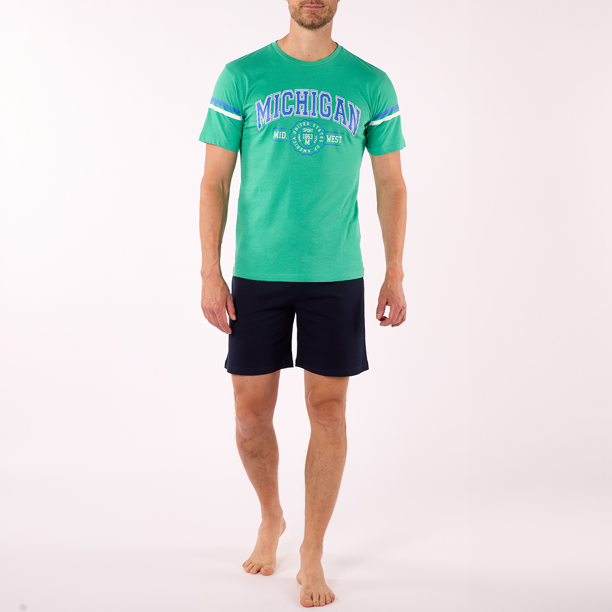 Pyjashort homme MICHIGAN vert/marine
