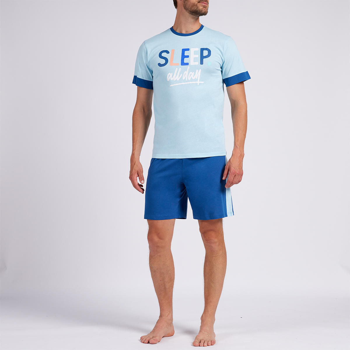 Pyjashort homme MORNING bleu clair/marine