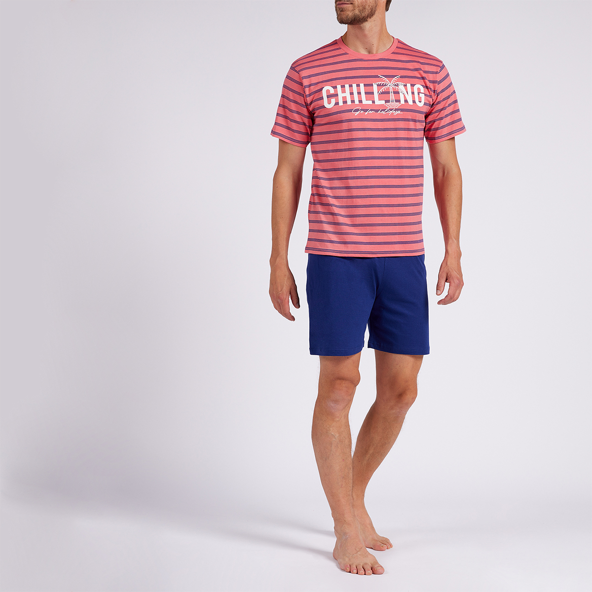 Pyjashort homme TROPICAL corail/marine