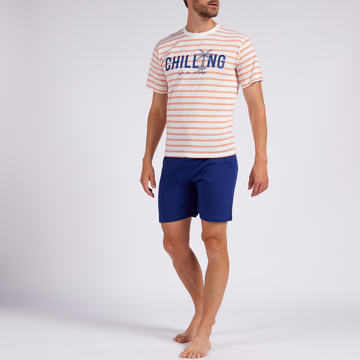 Pyjashort homme TROPICAL blanc/marine