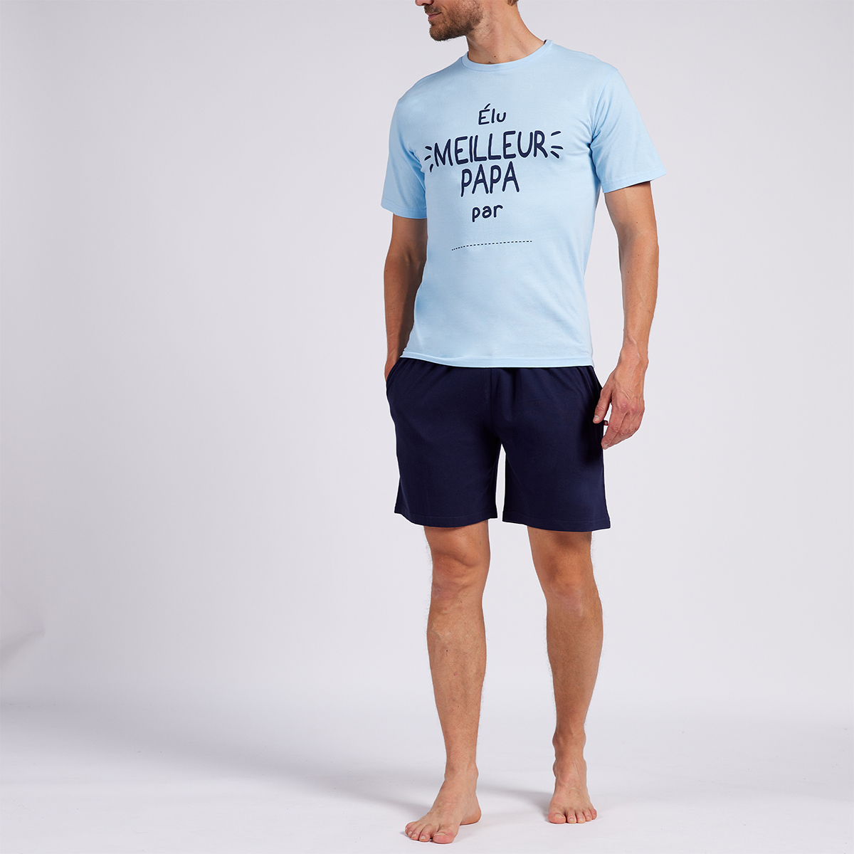 Pyjashort Homme GENIAL Bleu clair/Marine