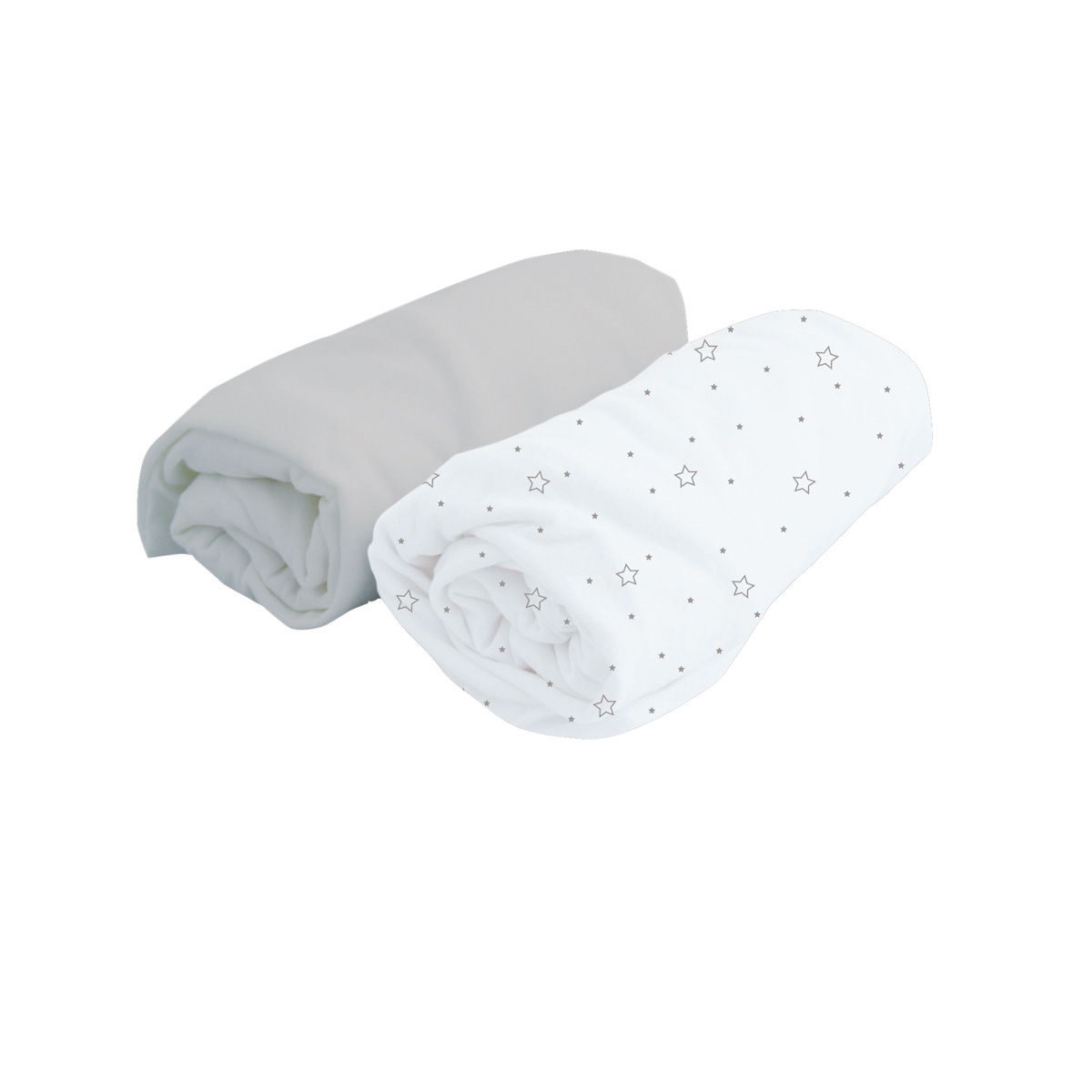Lot de 2 draps housse jersey Perle et imprimé étoiles