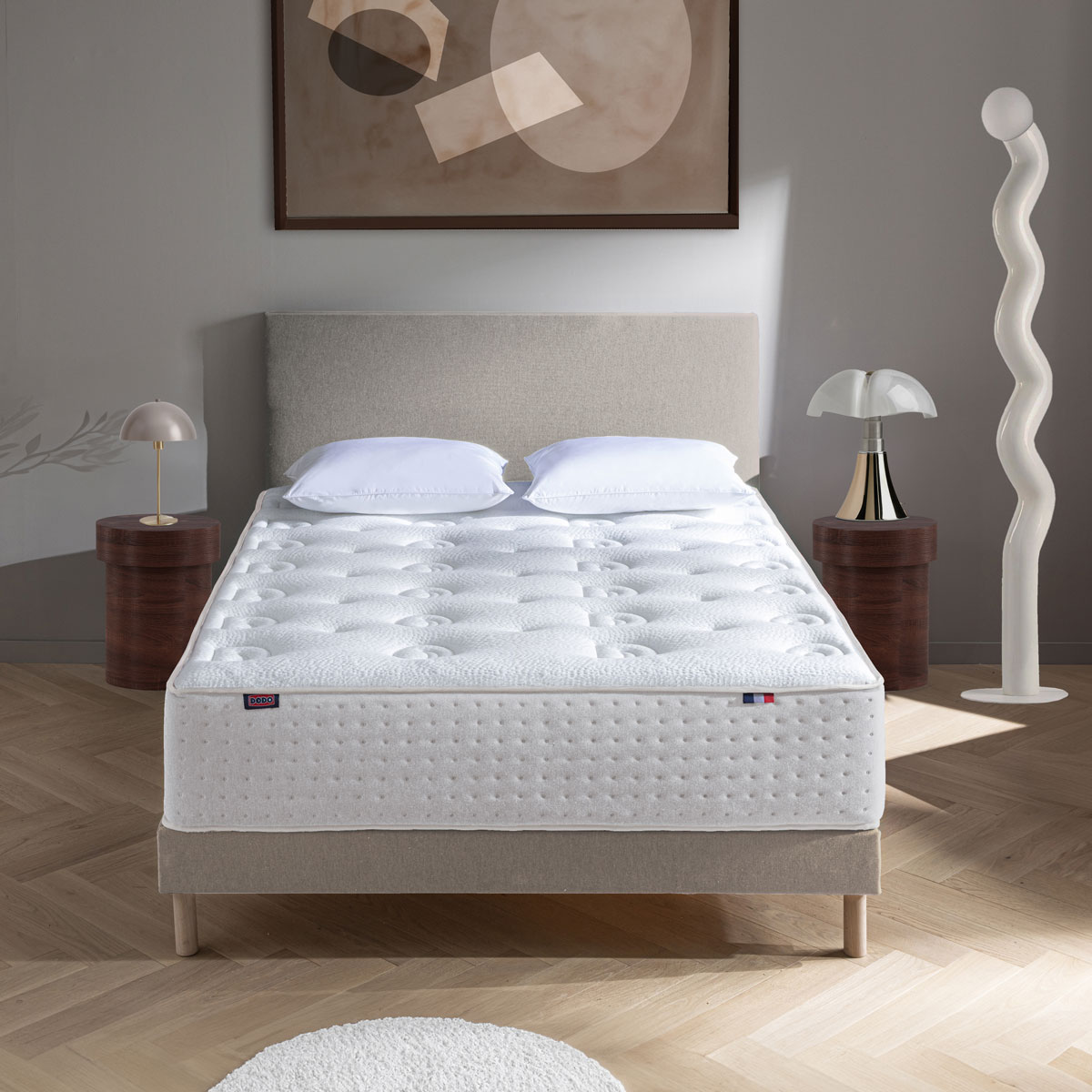Ensemble - Matelas ferme + sommier Blanc/Beige LE VERITABLE