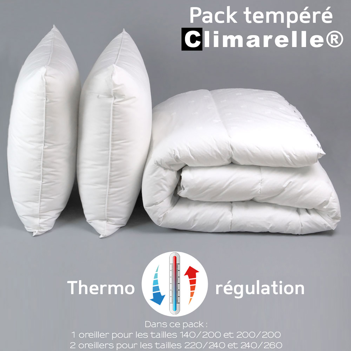 Pack Climarelle® Thermorégulation couette TEMPEREE+oreiller