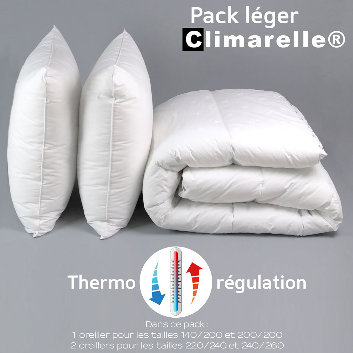Pack Climarelle® Thermorégulation couette LEGERE + oreiller