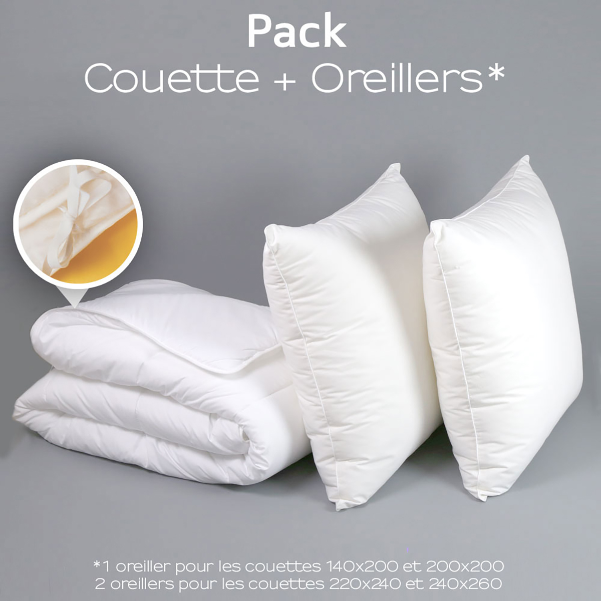 Pack couette 4 Saisons + oreiller Medium Protection Active