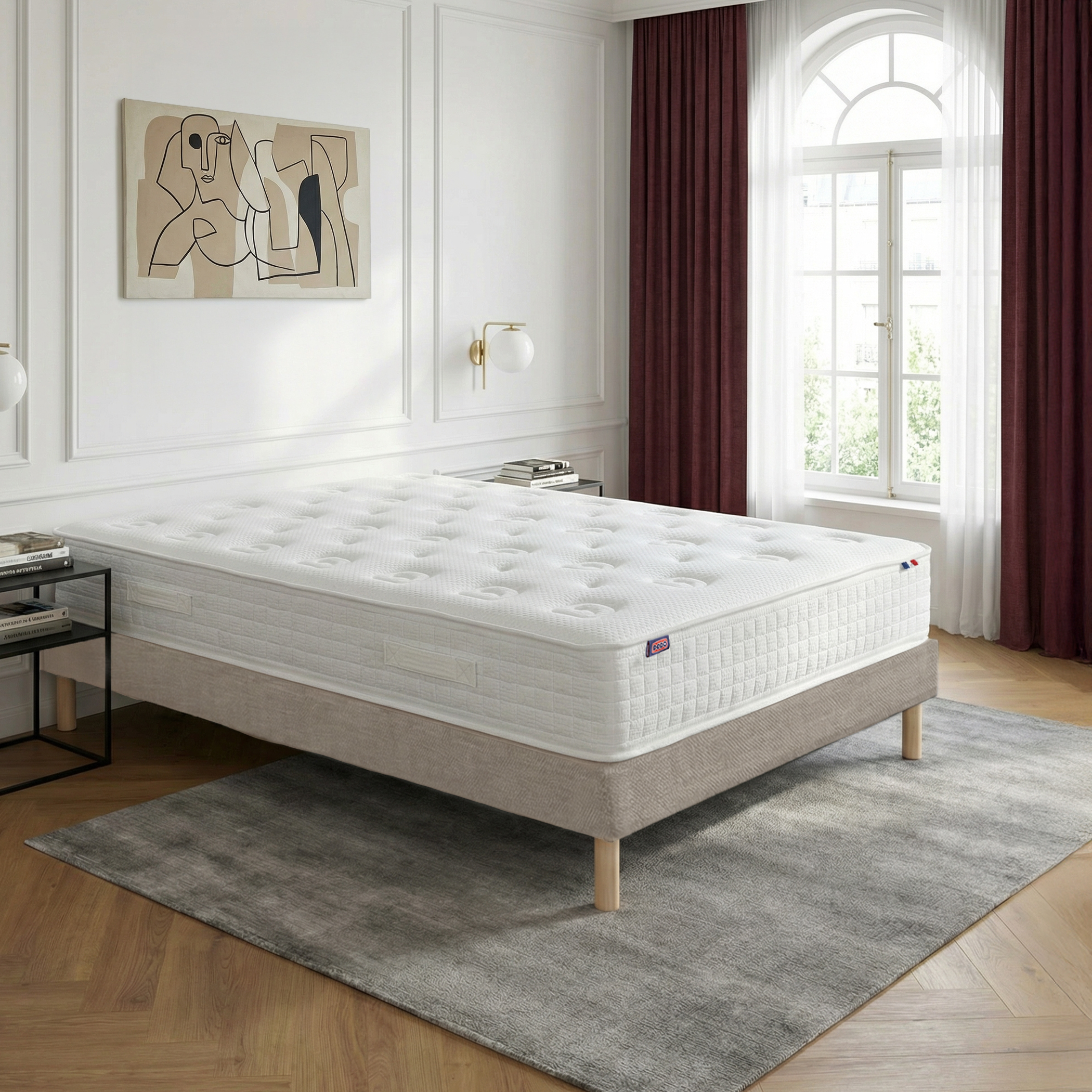 Ensemble lit - Matelas + sommier - Beige PLÉNITUDE