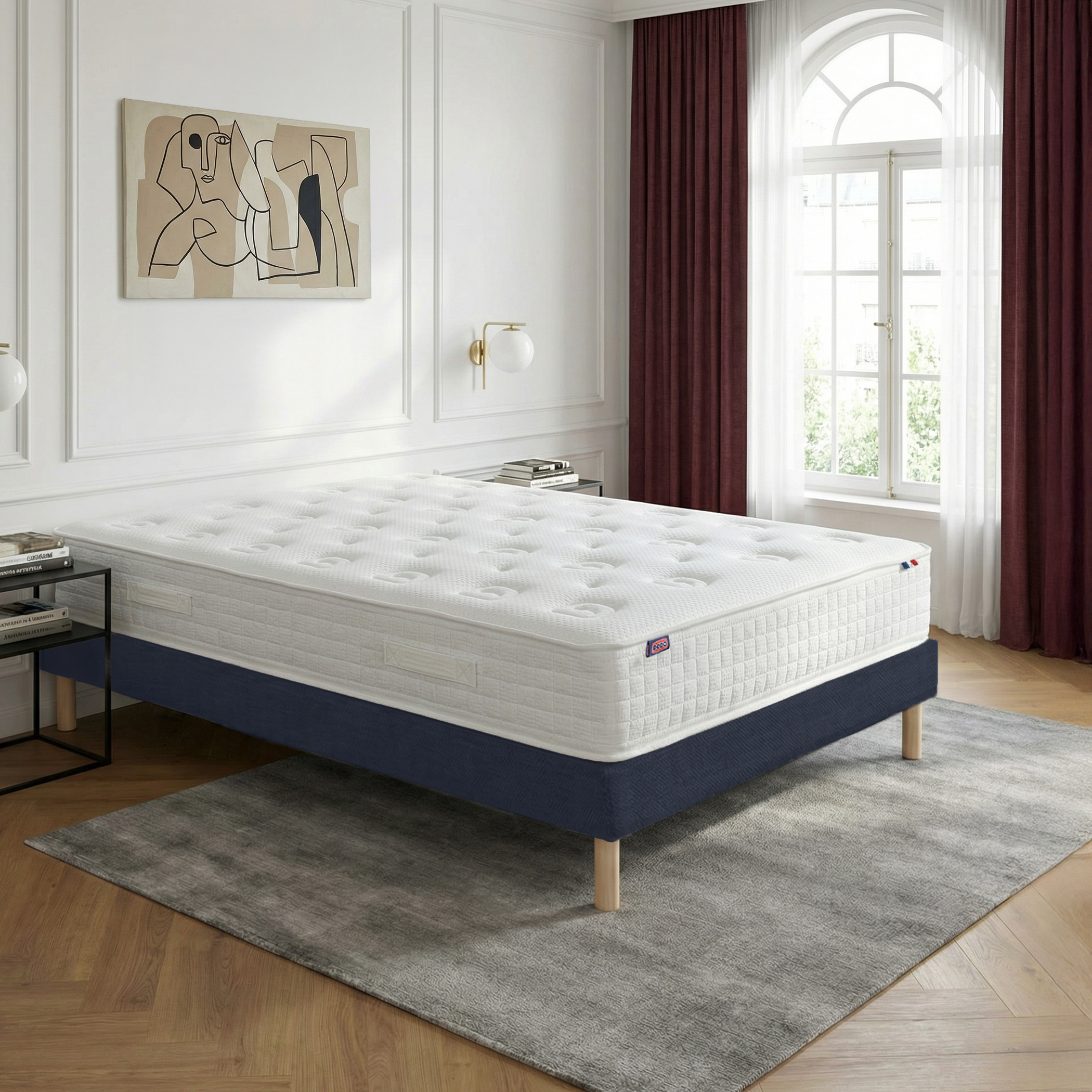 Ensemble lit - Matelas + sommier - Bleu PLÉNITUDE