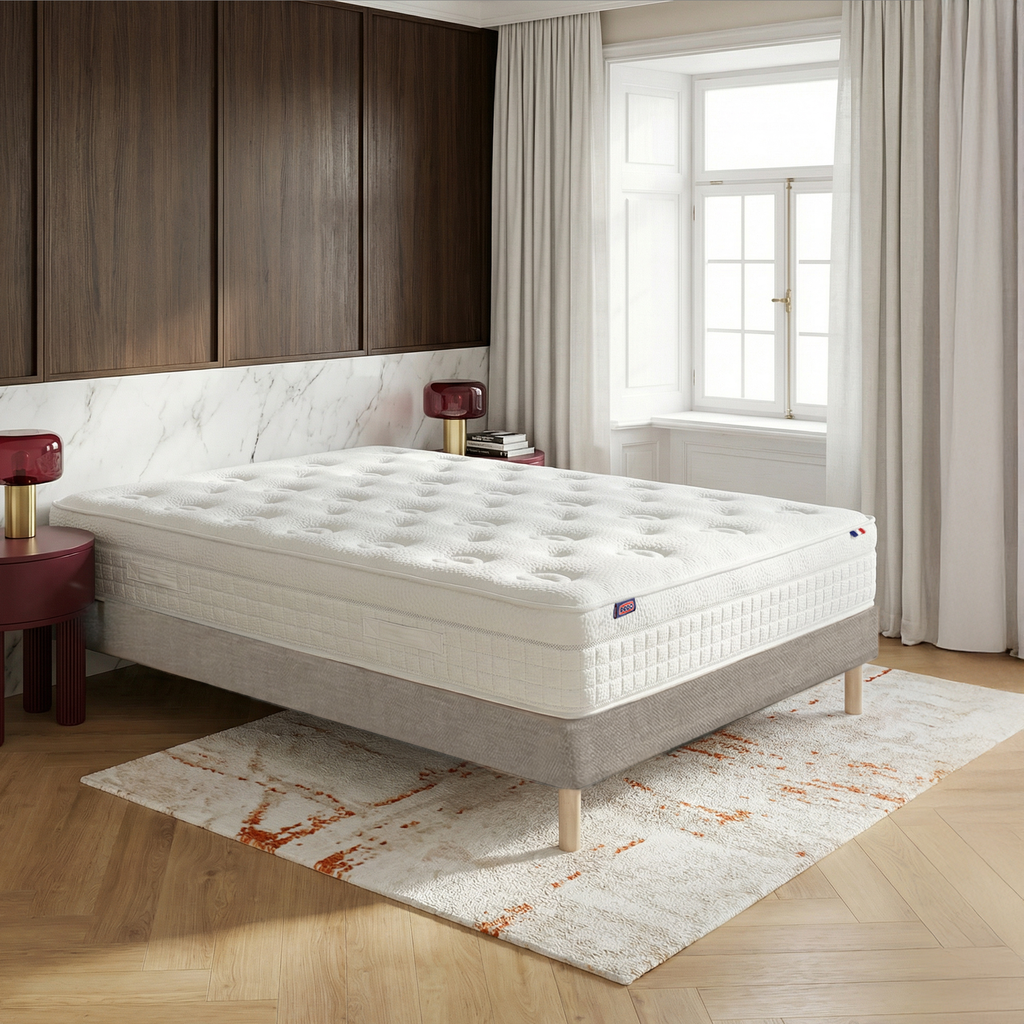 Ensemble lit - Matelas + sommier - Beige RENAISSANCE