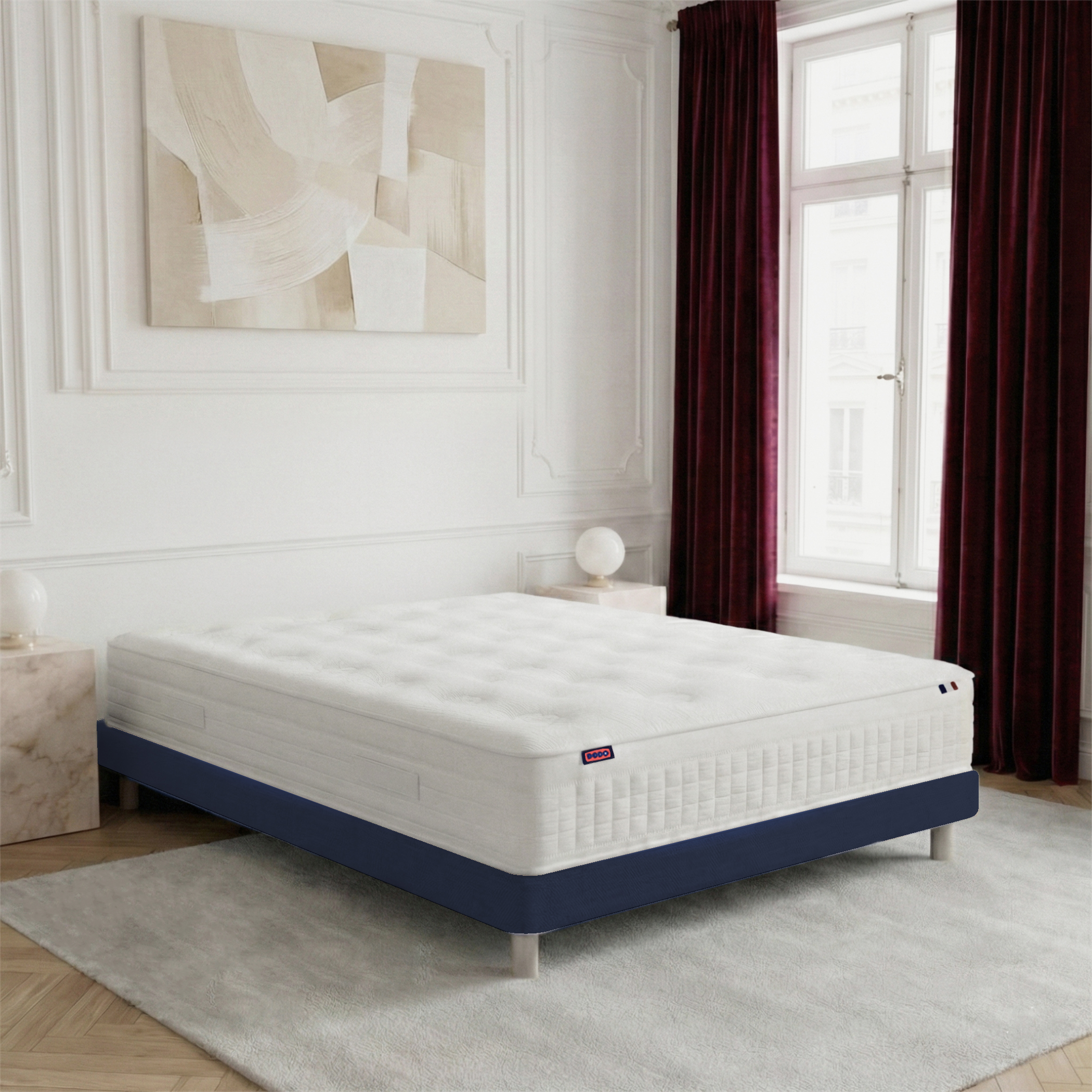 Ensemble lit - Matelas + sommier - Bleu RENAISSANCE