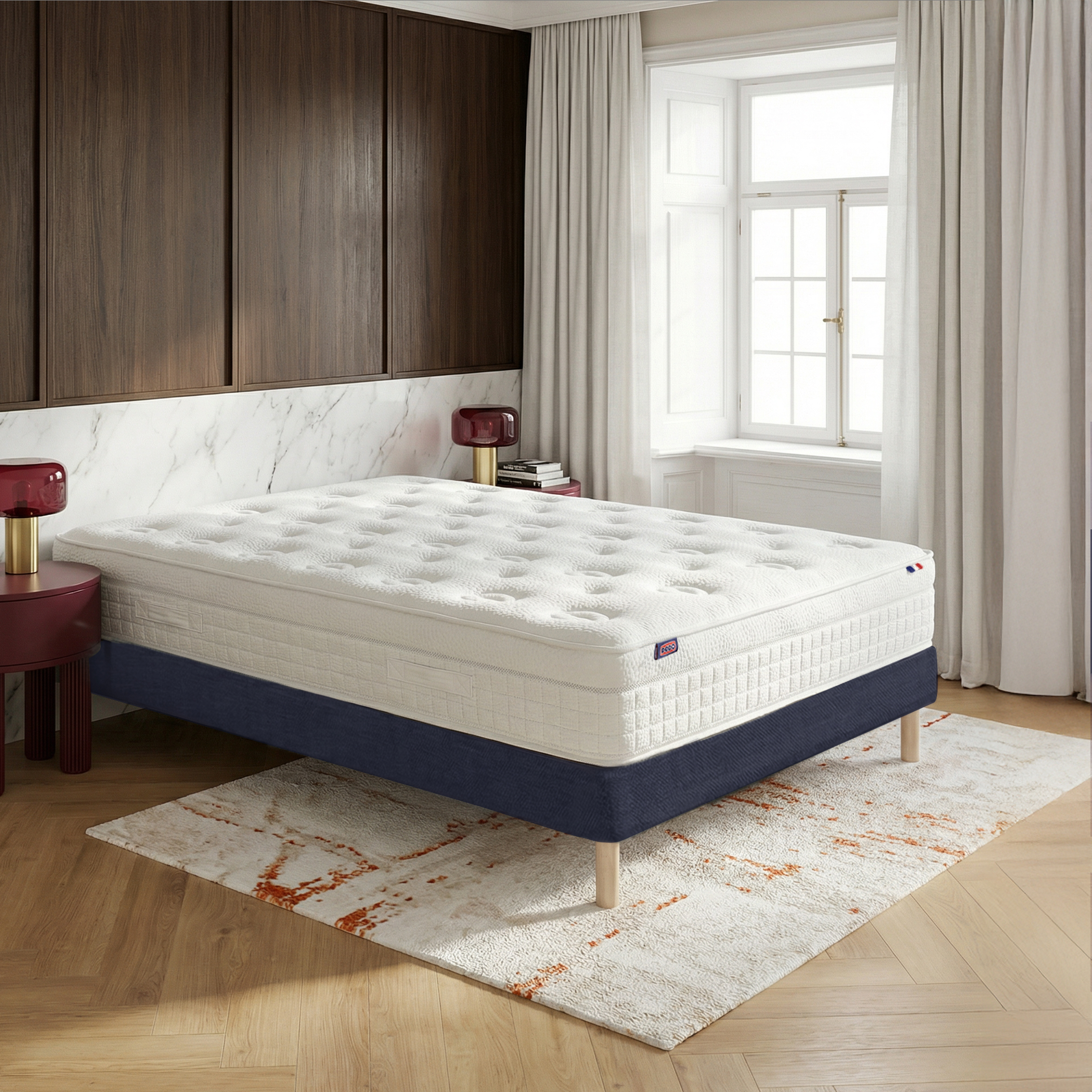 Ensemble lit - Matelas + sommier - Bleu RENAISSANCE