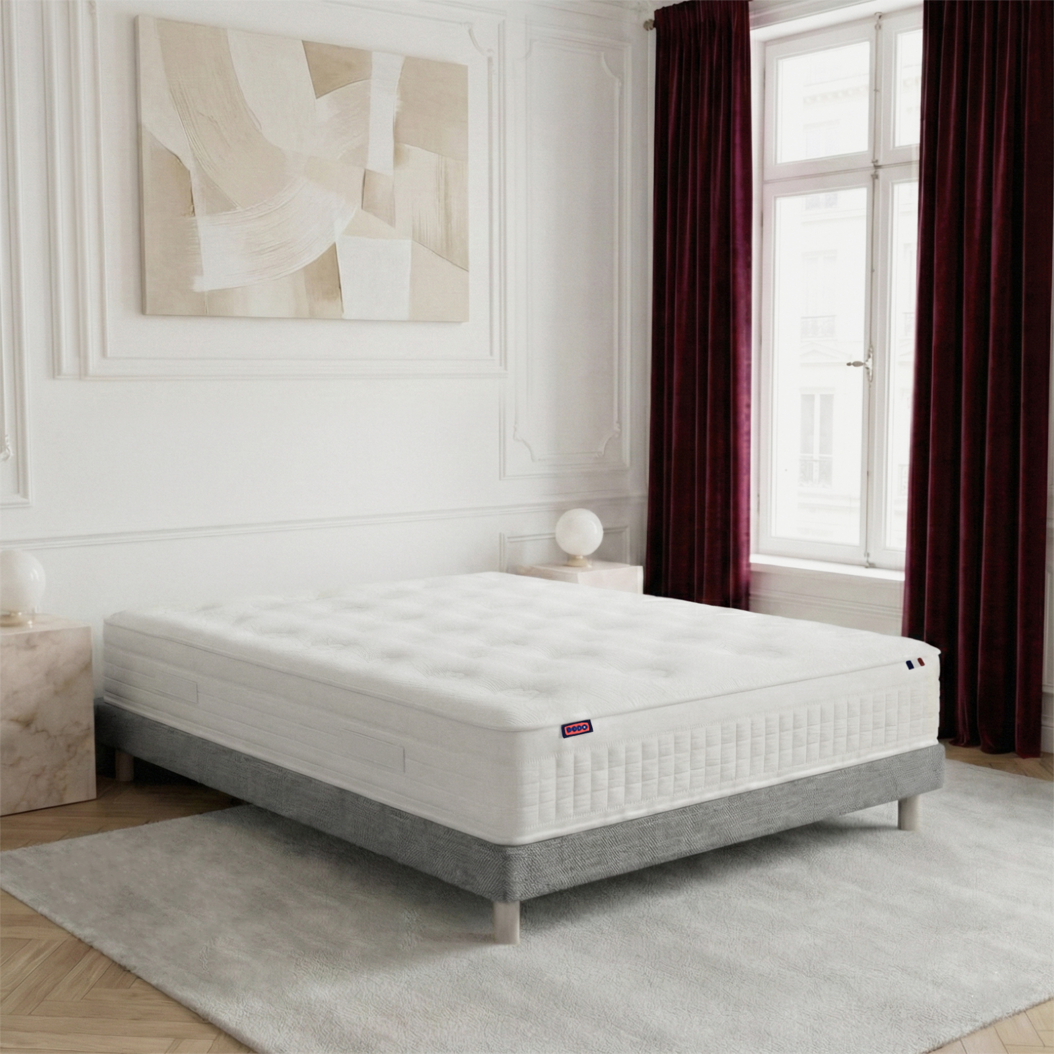 Ensemble lit - Matelas + sommier - Gris RENAISSANCE