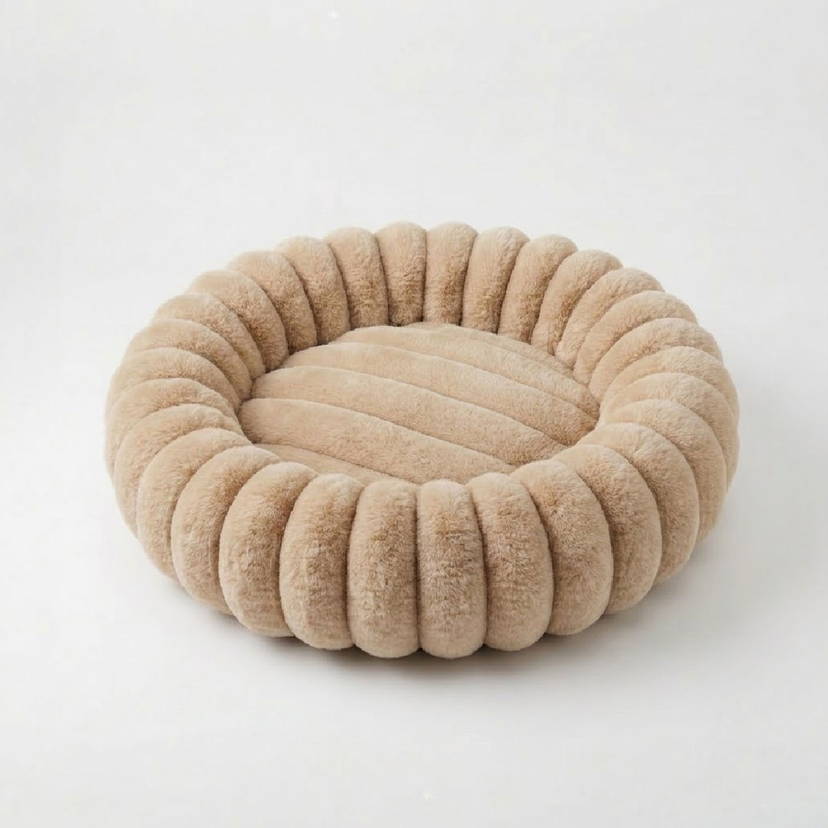 Panier chien et chat moelleux rond - Caramel