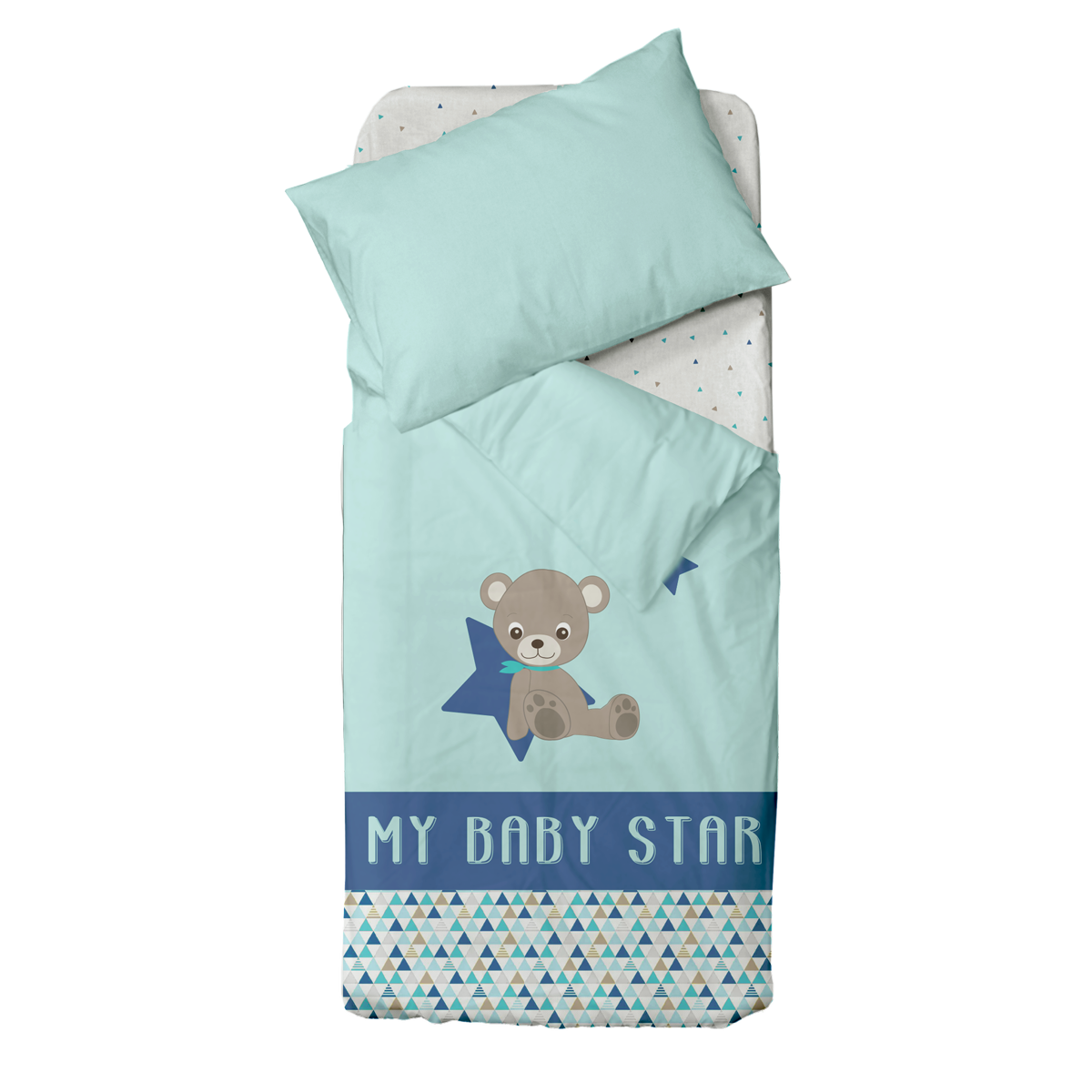 Parure housse de couette + taie d'oreiller Baby Star