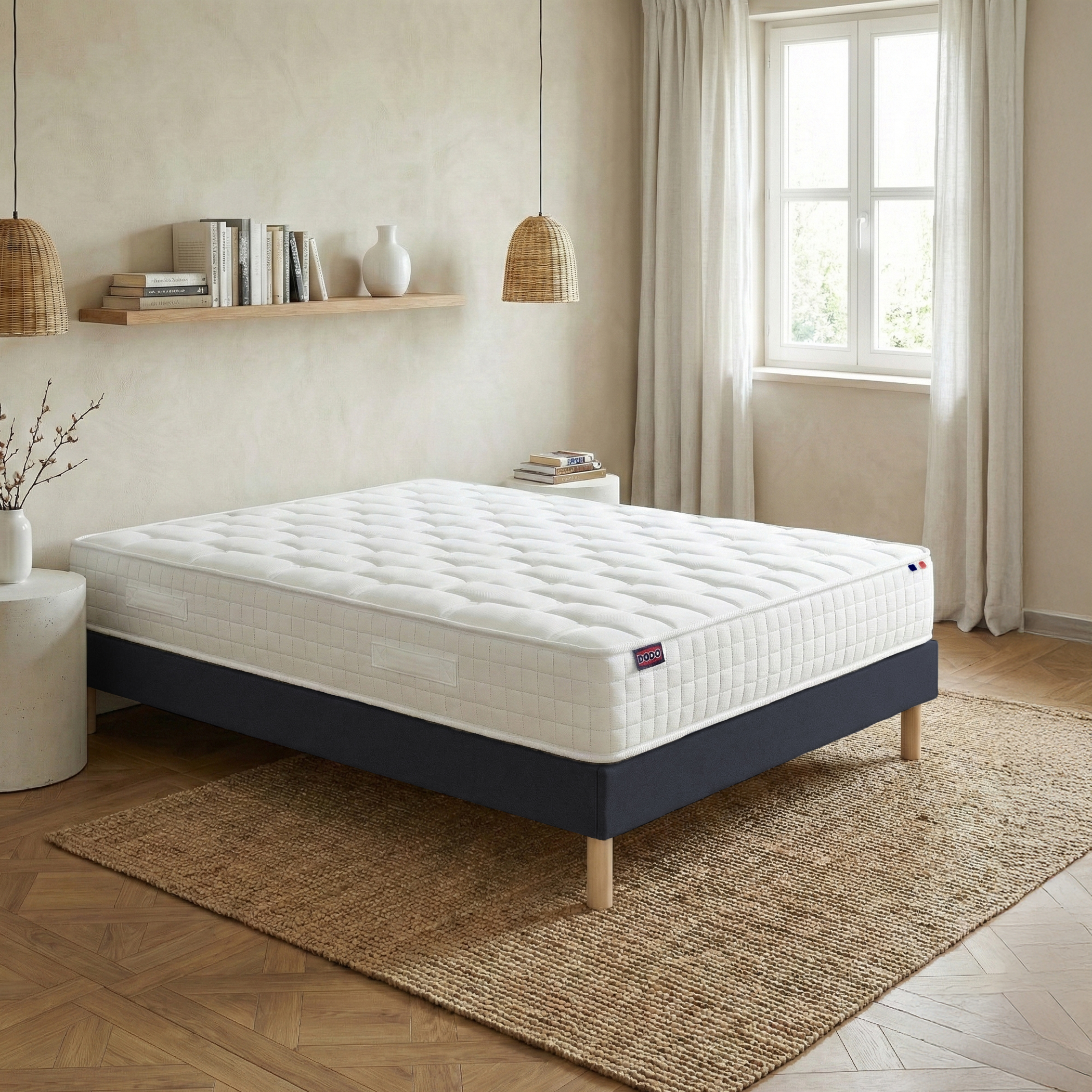 Ensemble lit - Matelas + sommier - Bleu SÉRÉNITÉ