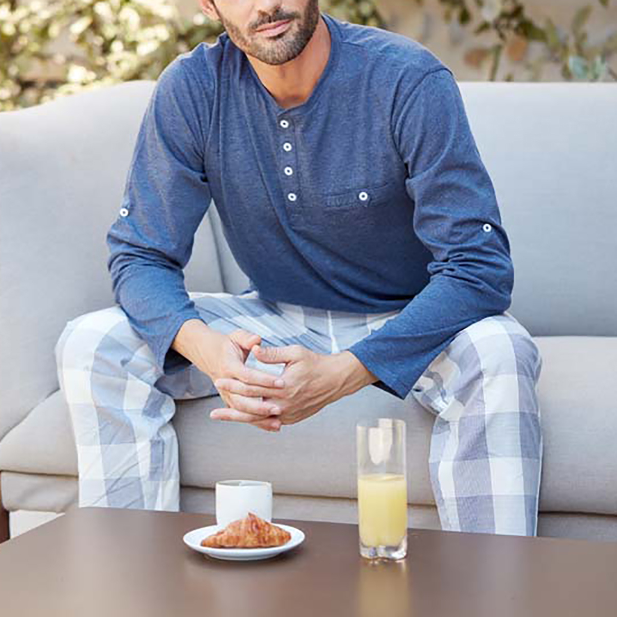 Pyjama homme PAISIBLE bleu/carreaux