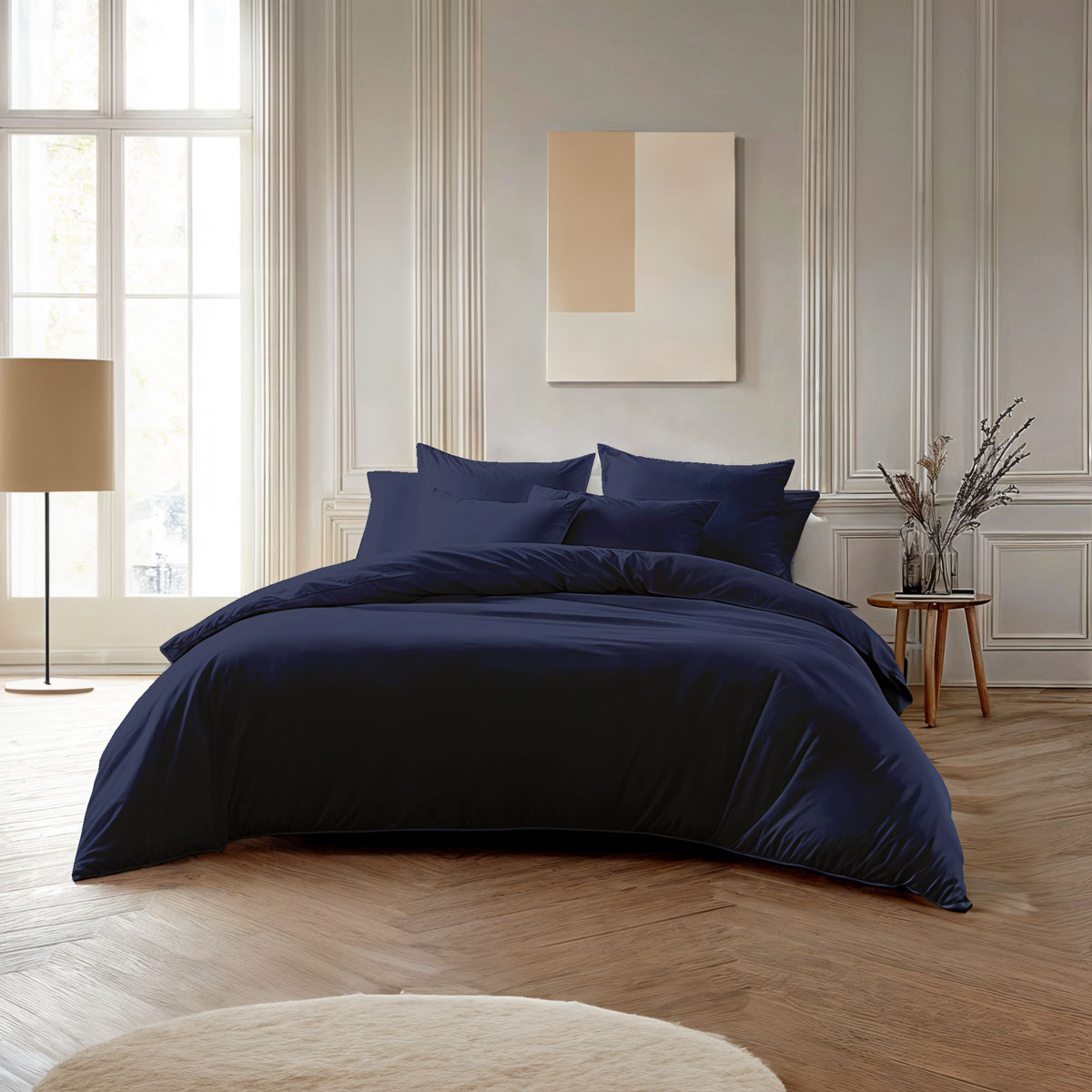 Pack housse de couette + Taie(s) d'oreiller Coton thermorégulé Marine